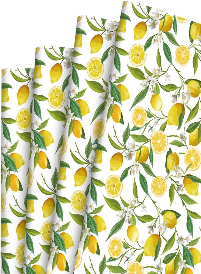 Bolsome 12 Sheets 28 * 20 Inches Lemon Wrapping Paper Yellow Green Summer Fruit Flower Patterned Gift Wrap Paper for Baby Shower Birthday Summer Holidays DIY Craft - Image 1